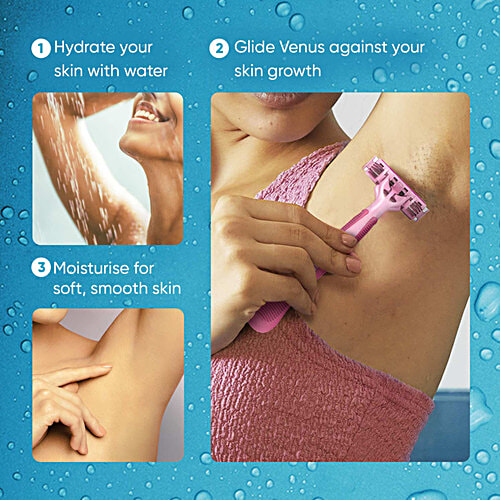 Gillette Venus Simply Venus 3 Blade Hair Removal Razor - For Women, 1 pc No Strong Chemicals