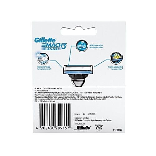 Gillette Mach3 - Start Mens Razor Blades, Cartridge, 2 pcs  