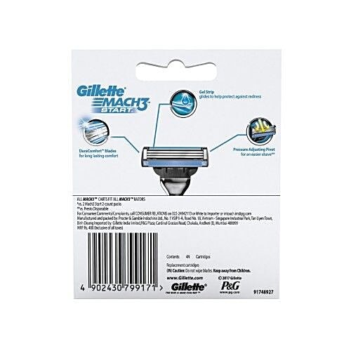 Gillette Mach3 - Start Mens Razor Blades, Cartridge, 4 pcs  