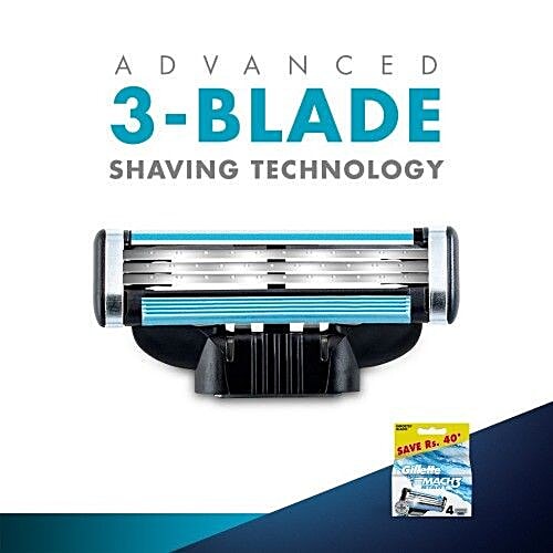 Gillette Mach3 - Start Mens Razor Blades, Cartridge, 4 pcs  