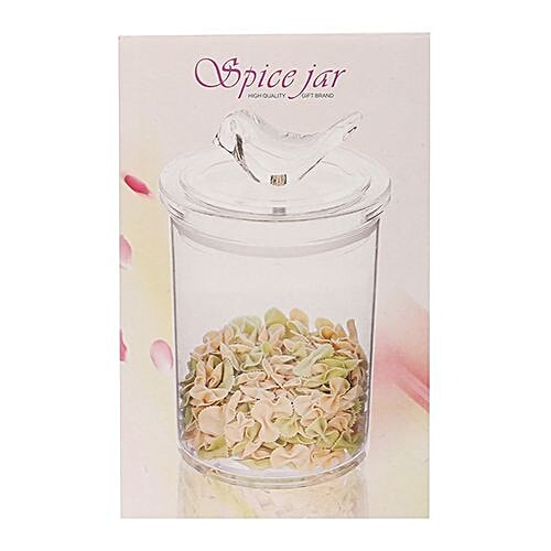 DP Bb-1188 Dry Fruits/Candy/Spice Jar with Wooden Lid - Transparent, Acrylic, Plain, Round, 1 pc  Strong & Durable