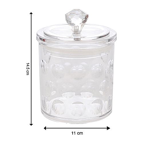 DP Bb-1180 Multipurpose Jar with Wooden Lid - Transparent, Acrylic, Plain, Round, 1 pc  Strong & Durable