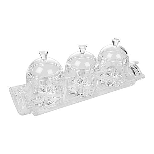 DP Dry Fruits/Candy/Jam Jar With Spoons - Acrylic, Bb-686, 3 pcs  