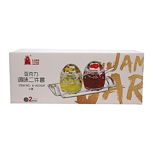 DP Dry Fruits/Candy/Jam Jar With Spoons - Acrylic, Bb-685, 2 pcs  
