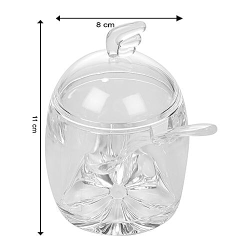 DP Dry Fruits/Candy/Jam Jar With Spoons - Acrylic, Bb-685, 2 pcs  