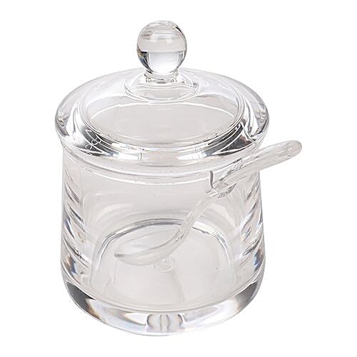 DP Bb-689 Dry Fruits/Candy/Jam Jar with Spoons - Transparent, Acrylic, Plain, 2 pcs