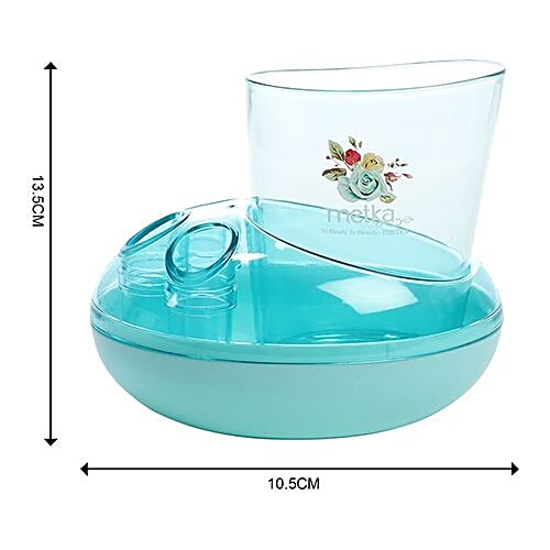 Rose Garden Bathroom Accessories/Organiser/Toothpaste, Tooth Brush Holder - Plastic, Blue, Bb-613, 3 pcs  