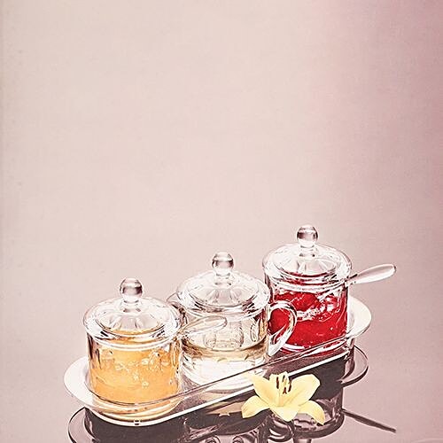 DP Dry Fruits/Candy/Jam Jar With Spoons - Acrylic, Bb-688, 3 pcs  