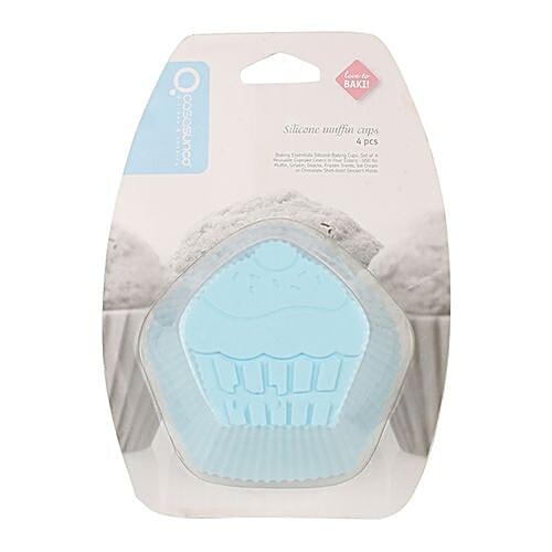 Casasunco Muffin/Cupcakes Moulds - Silicone, Blue/Grey Assorted, BB1169, 4 pcs  Refrigerator Safe