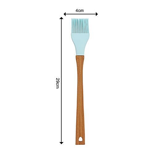 Casasunco Basting Brush Kitchen Oil Cooking Tool - Silicon Wooden, Blue/Grey Assorted, BB1151, 1 pc  