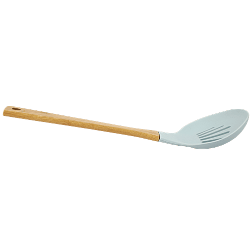 Casasunco Skimmer/Deep Fry Spoon - Nylon Wooden, Blue / Grey, 1 pc  
