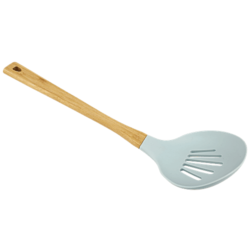 Casasunco Skimmer/Deep Fry Spoon - Nylon Wooden, Blue / Grey, 1 pc  
