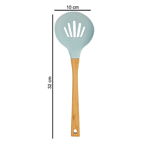 Casasunco Skimmer/Deep Fry Spoon - Nylon Wooden, Blue / Grey, 1 pc  