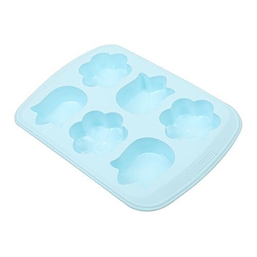 Silcone Muffin/Cupcake Moulds Tray - Silicon, Blue/Grey Assorted, BB1162, 6 pcs  