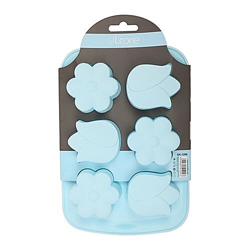 Silcone Muffin/Cupcake Moulds Tray - Silicon, Blue/Grey Assorted, BB1162, 6 pcs  