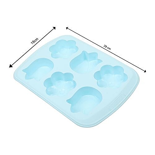 Silcone Muffin/Cupcake Moulds Tray - Silicon, Blue/Grey Assorted, BB1162, 6 pcs  