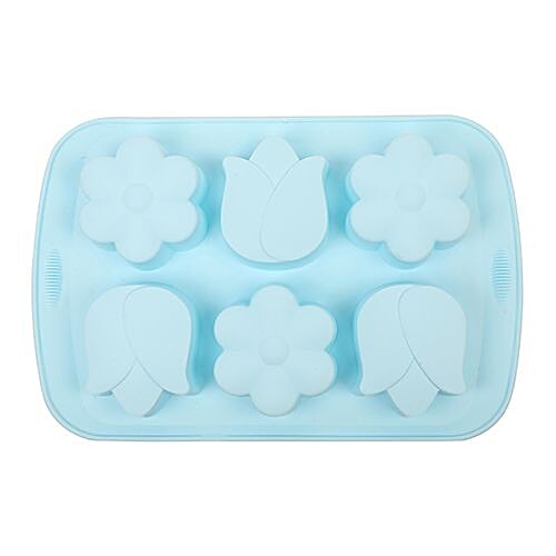 Silcone Muffin/Cupcake Moulds Tray - Silicon, Blue/Grey Assorted, BB1162, 6 pcs  
