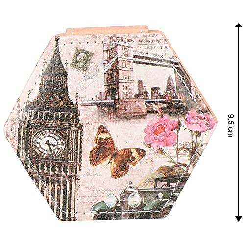 DP Compact/Pocket/Purse Mirror- PU Leather, Assorted Colour, Printed, BB-1190, 1 pc  