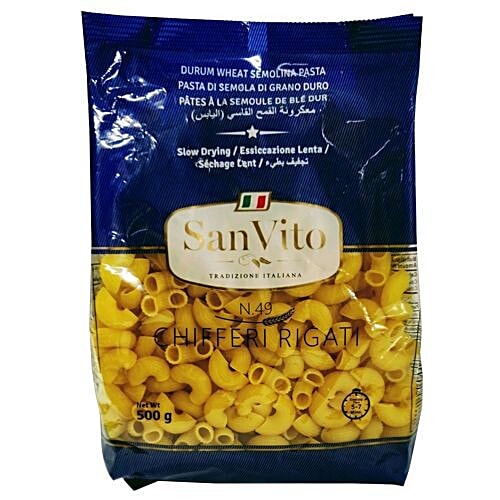 San Vito Durum Wheat Chiffer Rigate, N.49, 500 g Pouch 