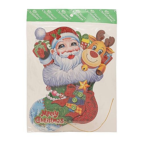 DP Christmas-Xmas-Hangable Decorative Sock Santa - Paper, Multicolour BB1126-1, 1 pc  