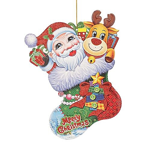 DP Christmas-Xmas-Hangable Decorative Sock Santa - Paper, Multicolour BB1126-1, 1 pc  