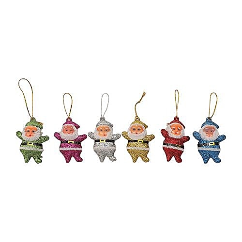 DP Christmas-Xmas Hangable Decorative Santas - Plastic, Multicoloured, BB1133 RD, 6 pcs  