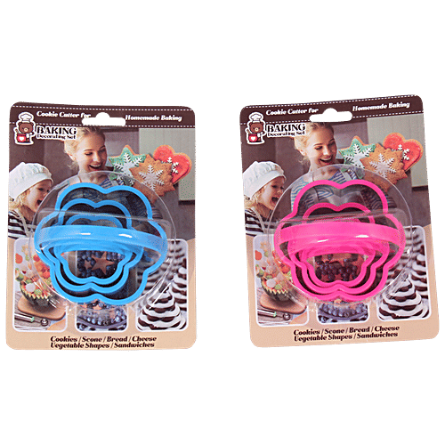 Wannian Kitchen Cookie-Brownie Cutters 3Pc Set, Flower Shape, Assorted Colours, 3 pcs