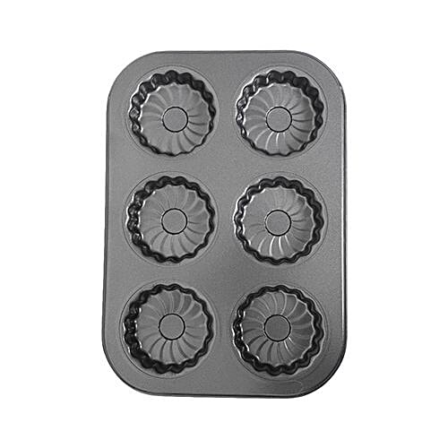 DP Muffin-Chocolate Moulds - Metal, Slot of 6, Grey, BB 1024 GRY, 1 pc  