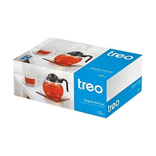 Treo Regalia Borosillicate Carafe With Cup & Saucer Gift Set, 13 pcs  