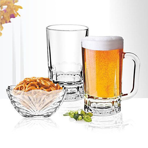 Treo Acropolis Beer Mugs With Glass Bowl Gift Set, 6 pcs  
