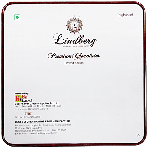 Lindberg Premium Christmas Assorted Chocolate Truffles Gift Box - Pure Cocoa Butter, 160 g (16 pcs x 10 g each) 