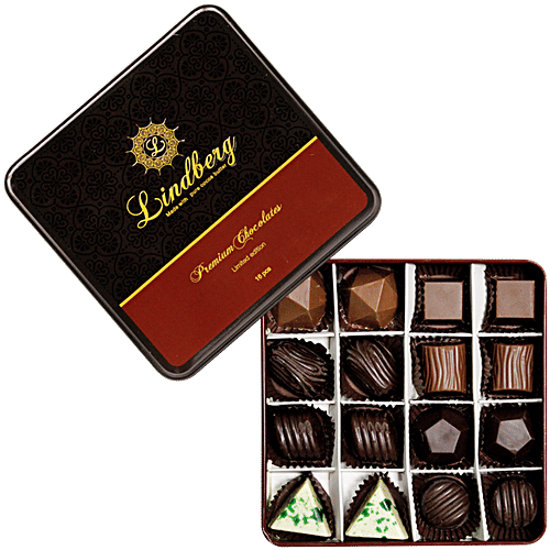 Lindberg Premium Christmas Assorted Chocolate Truffles Gift Box - Pure Cocoa Butter, 160 g (16 pcs x 10 g each) 