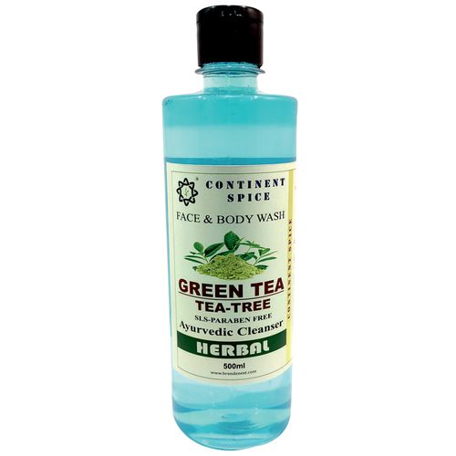 Continent Spice Khadi Ayurvedic Face & Body Wash Cleanser - Green Tea, Tea Tree, Organic, SLS - Paraben Free, 500 ml  Organic, SLS - Paraben Free