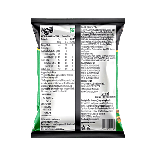 Too Yumm! Karare Chilli Achari Flavour Tangy Baked Crisps, 70 g Zero Cholesterol