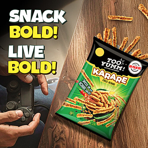Too Yumm! Karare Chilli Achari Flavour Tangy Baked Crisps, 70 g Zero Cholesterol
