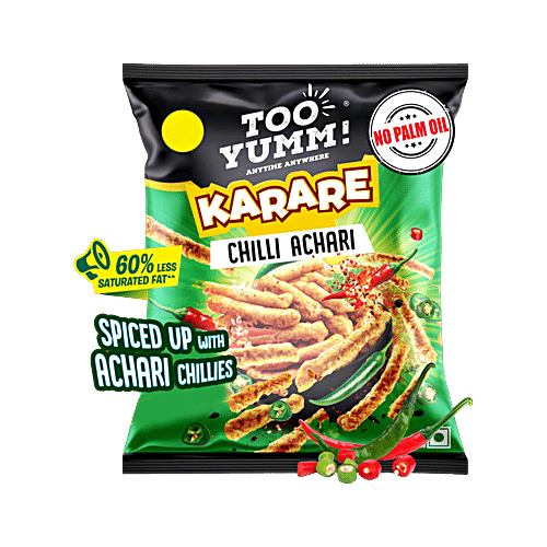 Too Yumm! Karare Chilli Achari Flavour Tangy Baked Crisps, 70 g Zero Cholesterol