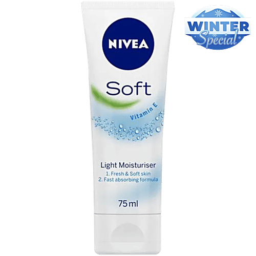 Nivea Soft Light Moisturiser - Vitamin E & Jojoba Oil, 75 ml Tube Fresh & Soft Skin