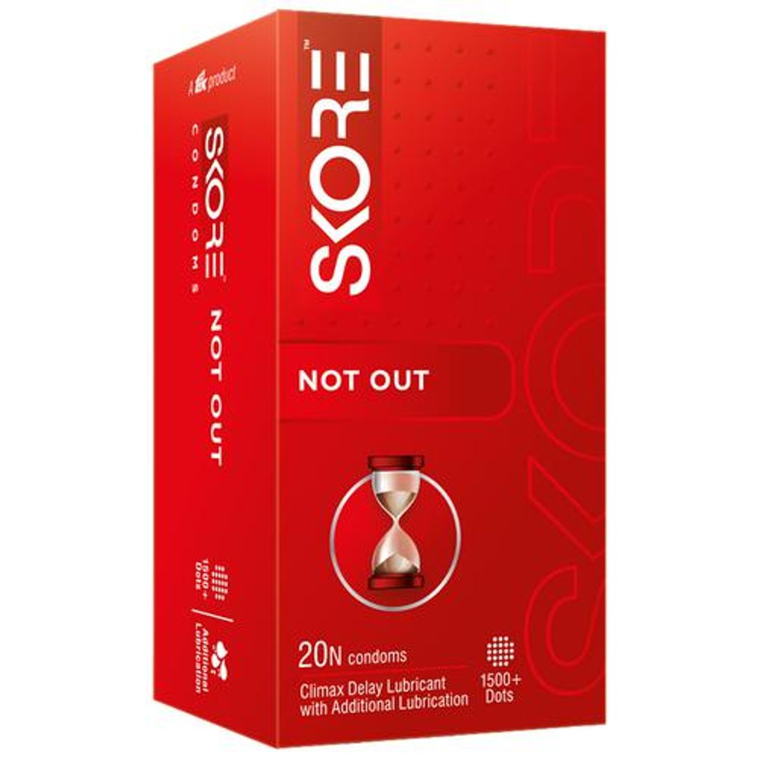 Skore Not Out Condoms - With 1500+ Raised Dots, 20 pcs 