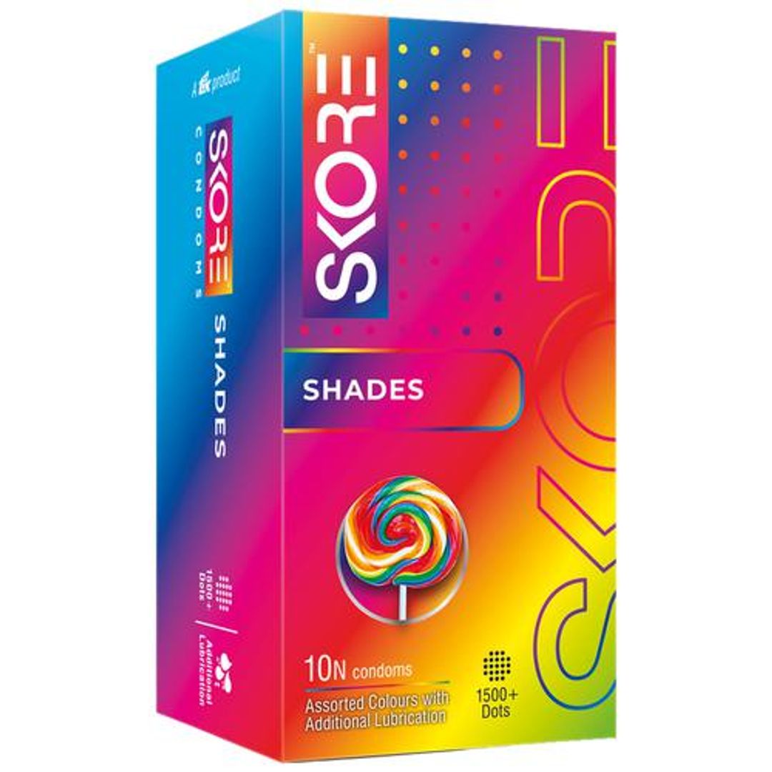 Skore Shades Condoms - With 1500+ Raised Dots, 20 pcs 