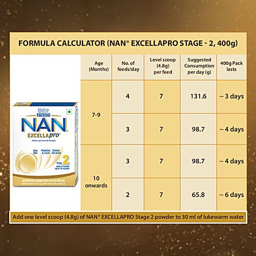 Nestle  Nan Excellapro Stage 2 Follow-Up Formula - After 6 Months, 400 g Bag-In-Box 