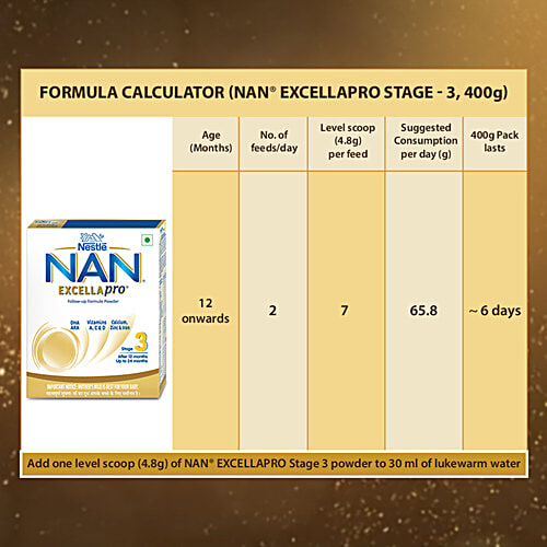 Nestle  Nan Excella Pro Follow-Up Formula - Stage 3, After 12 Months, 400 g Bag-In-Box 