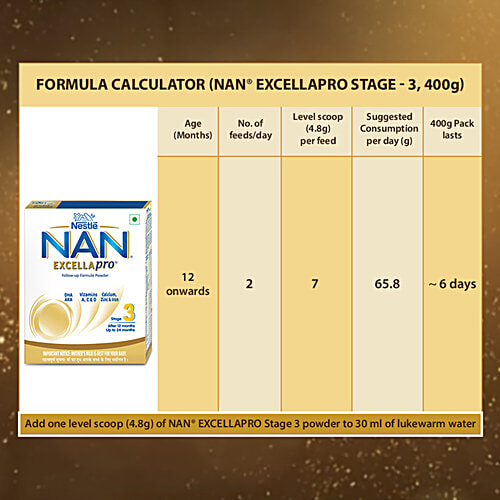 Nestle  Nan Excella Pro Follow-Up Formula - Stage 3, After 12 Months, 400 g Bag-In-Box 