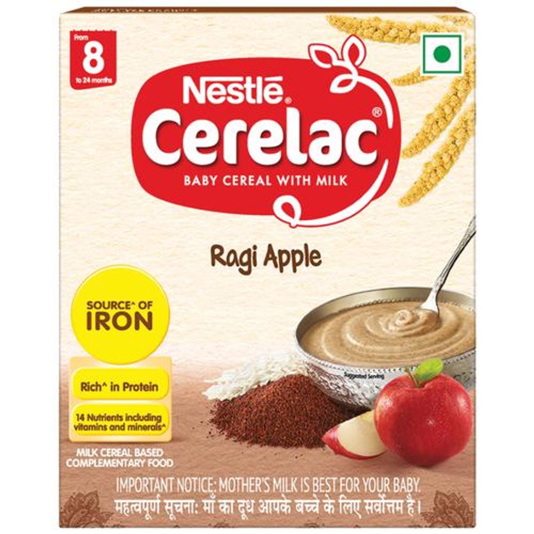Nestle  Cerelac Baby Cereal With Milk, Ragi Apple - From 8 To 24 Months, 300 g Bag-In-Box