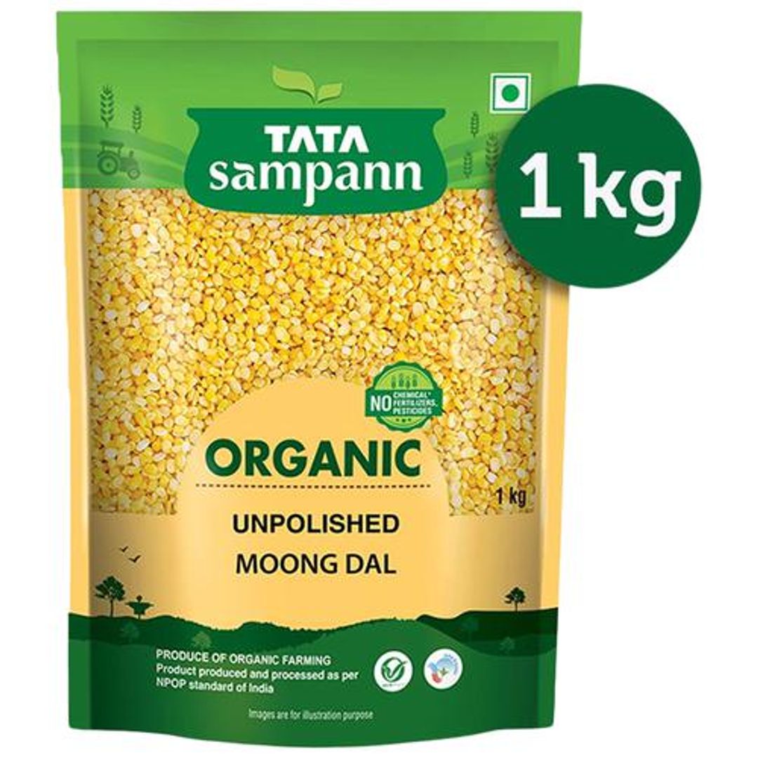Tata Sampann Organic Moong Dal/Hesaru Bele, 1 kg 