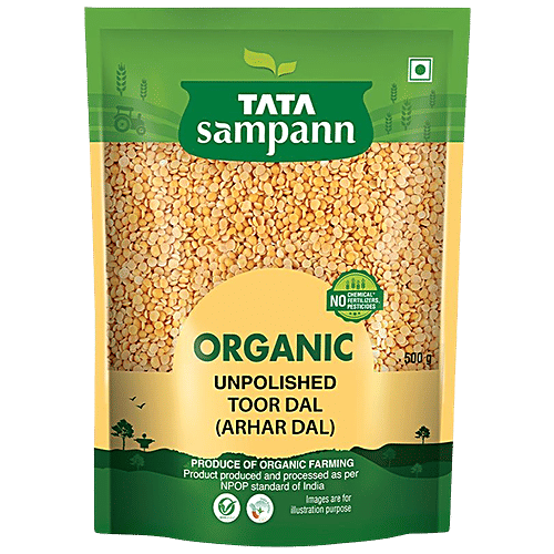Tata Sampann Organic Toor Dal/Togari Bele, 500 g  No Chemicals, No Fertilizers, No Pesticides