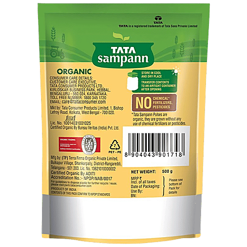 Tata Sampann Organic Toor Dal/Togari Bele, 500 g  No Chemicals, No Fertilizers, No Pesticides