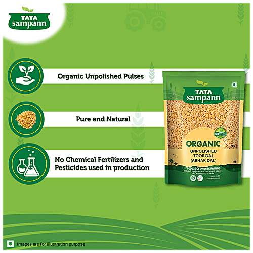 Tata Sampann Organic Toor Dal/Togari Bele, 500 g  No Chemicals, No Fertilizers, No Pesticides