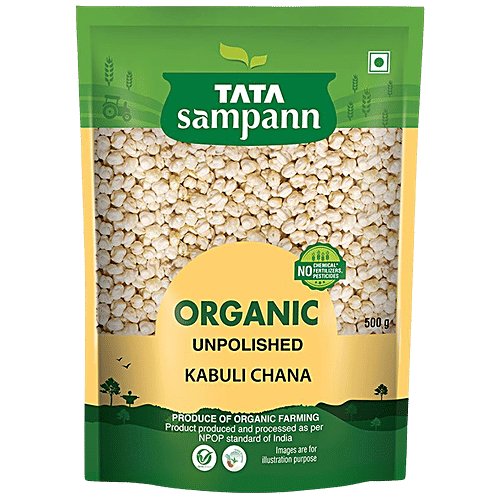 Tata Sampann Organic Unpolished Kabuli Chana, 500 g  No Chemicals, No Fertilizers, No Pesticides