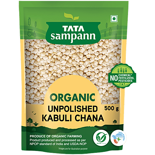 Tata Sampann Organic Unpolished Kabuli Chana, 500 g  No Chemicals, No Fertilizers, No Pesticides
