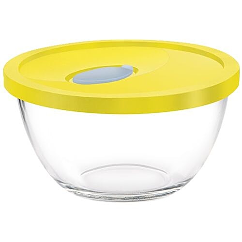 Buy Treo Glass Mixing Bowl With Yellow Flexi Lid Bakeware Bowl Online